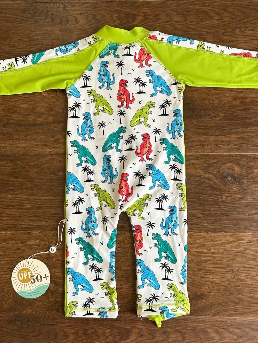 Caden Lane Tropical T-Rex Long Sleeve Rashguard Swimsuit 3-6m